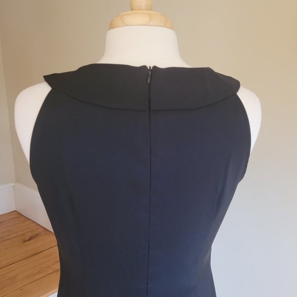 Black Sleeveless Cocktail Sheath Dress With Metal Stud Neck Detail, By Connected - Picture 5 of 9